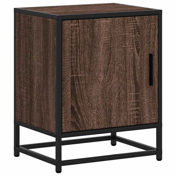 vidaXL Bedside Cabinet Brown Oak 40x31x50 cm Engineered Wood and Metal