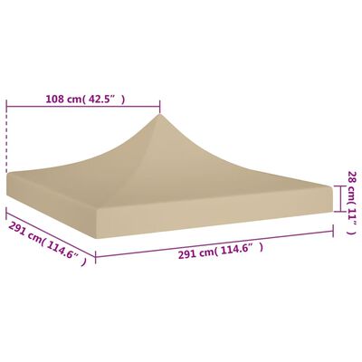 vidaXL Party Tent Roof 3x3 m Beige 270 g/m²