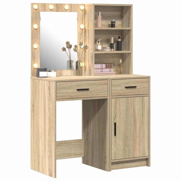 vidaXL Dressing Table Set with Drawer 2 pcs Sonoma Oak Engineered Wood