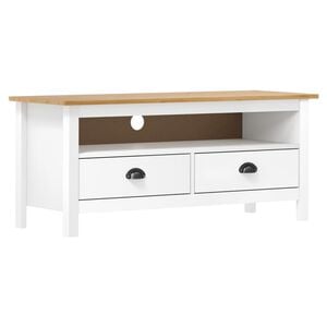 vidaXL TV Cabinet "Hill" White 110x40x47 cm Solid Pine Wood