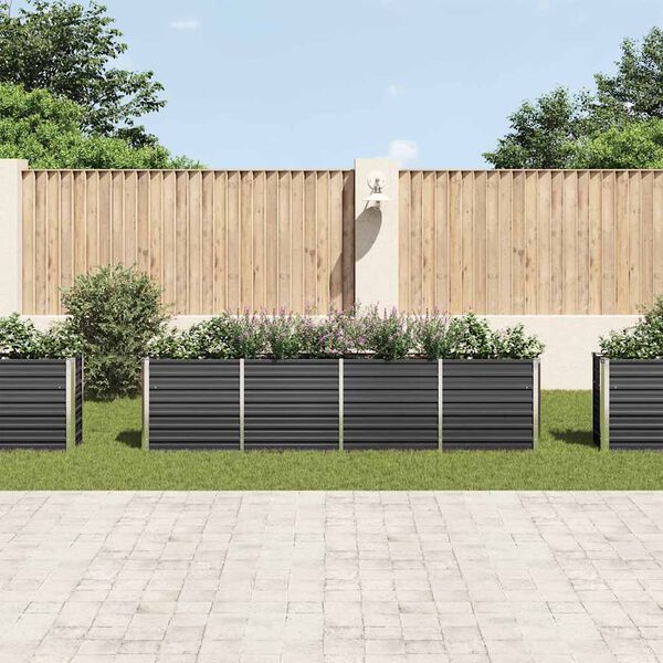 vidaXL Raised Garden Bed 320x40x77 cm Galvanised Steel Anthracite