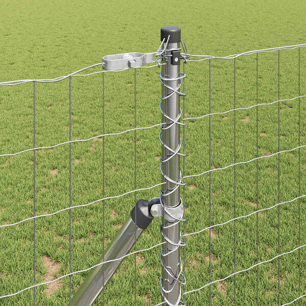 vidaXL Fence with Post Silver 1 x 25 m Steel and PVC