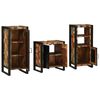 vidaXL Bathroom Furniture Set with Door 3 pcs Brown Solid Reclaim Wood