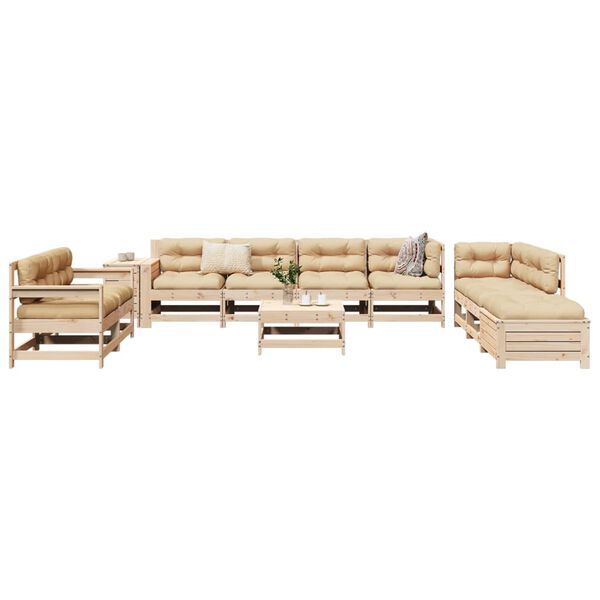 vidaXL 11 Piece Garden Sofa Set Solid Wood Pine