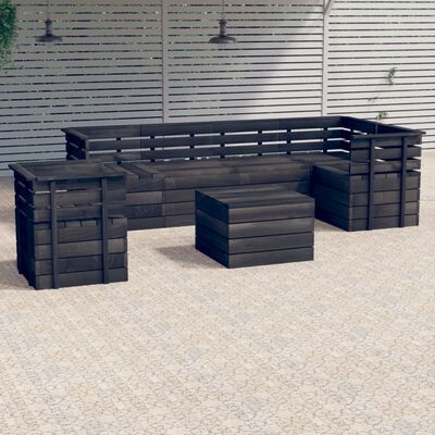 vidaXL 7 Piece Garden Pallet Lounge Set Solid Pinewood Dark Grey