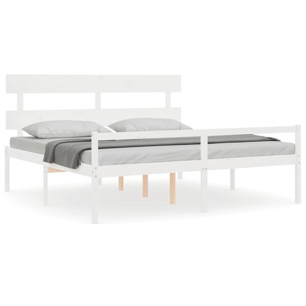 vidaXL Senior Bed without Mattress White 200x200 cm Solid Wood