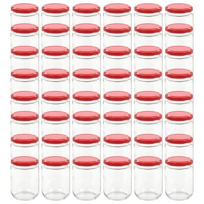 vidaXL Glass Jam Jars with Red Lid 48 pcs 230 ml