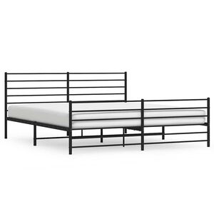 vidaXL Metal Bed Frame without Mattress with Footboard Black 193x203cm