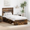 vidaXL Bed Frame with Headboard Smoked Oak 75 x 190 cm Solid Pine Wood
