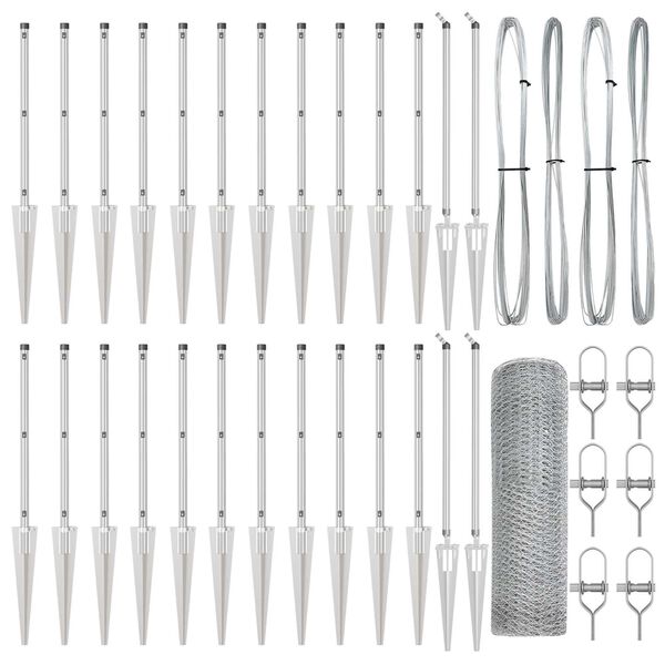 vidaXL Fence Post Silver 50 x 0.5 m (13 mm mesh) Steel