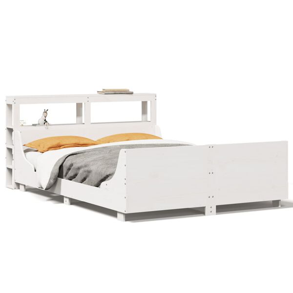 vidaXL Bed Frame without Mattress White 150x200 cm King Size Solid Wood Pine
