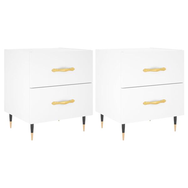 vidaXL Bedside Cabinets 2 pcs White 40x35x47.5 cm Engineered Wood