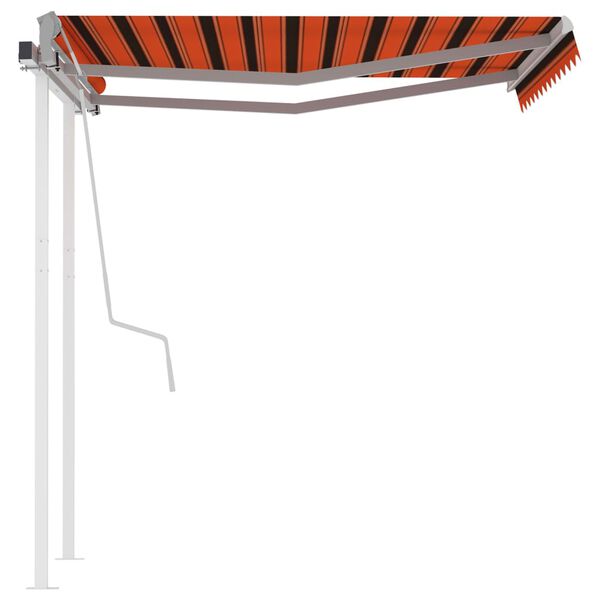vidaXL Manual Retractable Awning with Posts 3.5x2.5 m Orange and Brown