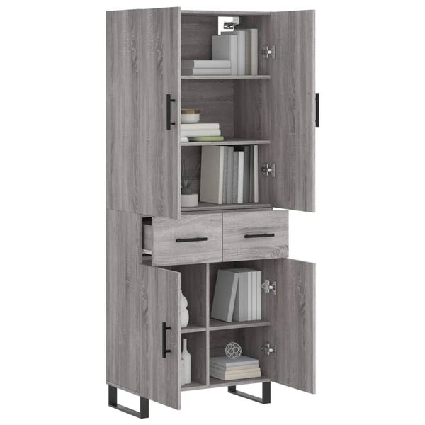vidaXL Highboard Grey Sonoma 69.5x34x180 cm Engineered Wood