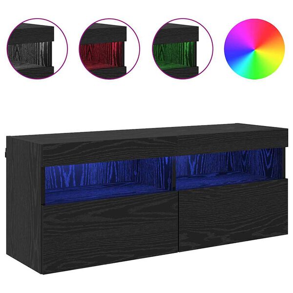 vidaXL TV Wall Cabinet Black Oak 100 x 30 x 40 cm Engineered Wood