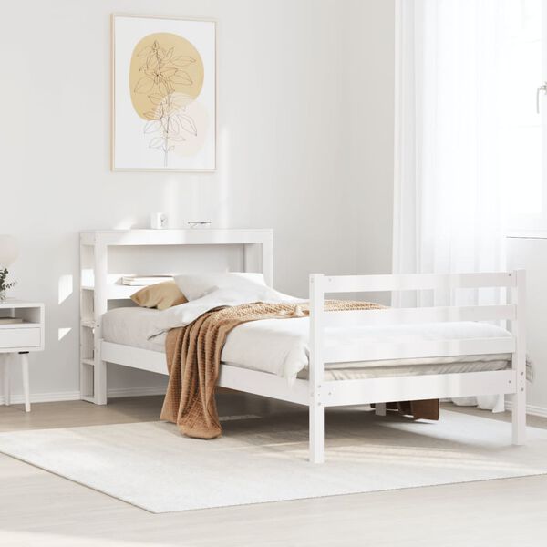 vidaXL Bed Frame without Mattress White 90x190 cm Single Solid Wood Pine