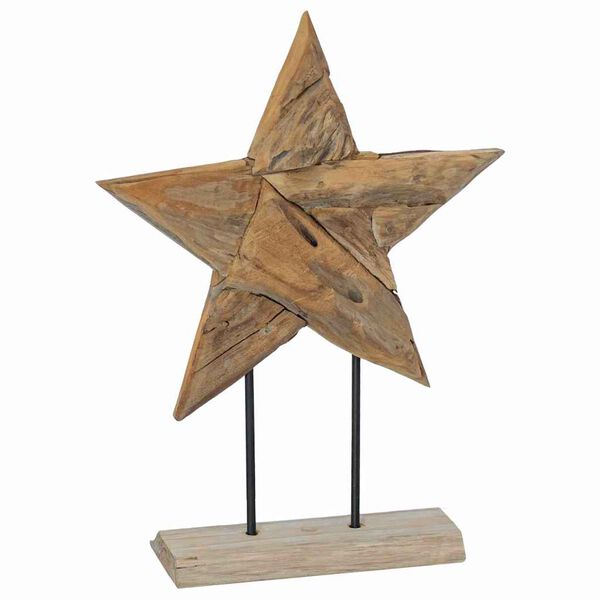 vidaXL Christmas Star Brown 45 x 5 x 60 cm Solid Teak Wood