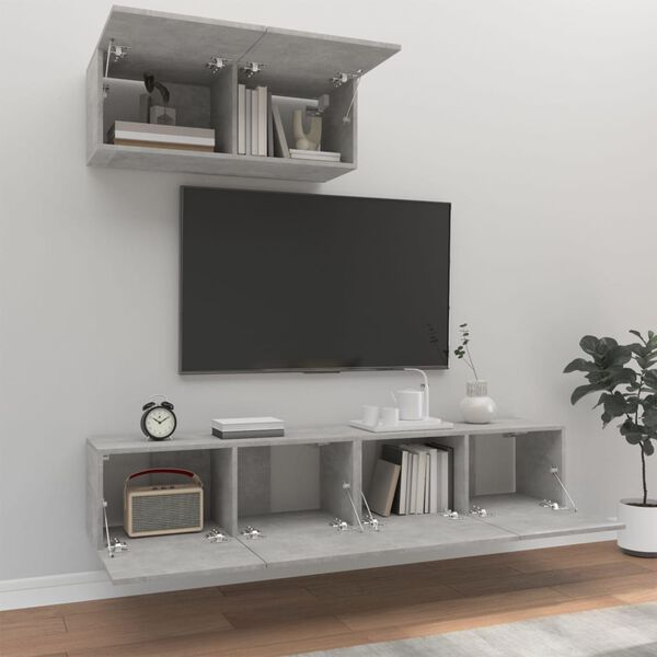 vidaXL 3 Piece TV Cabinet Set Concrete Grey Engineered Wood