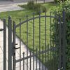 vidaXL Fence Gate with Spikes Grey 150 x 100 cm Powder-coated steel