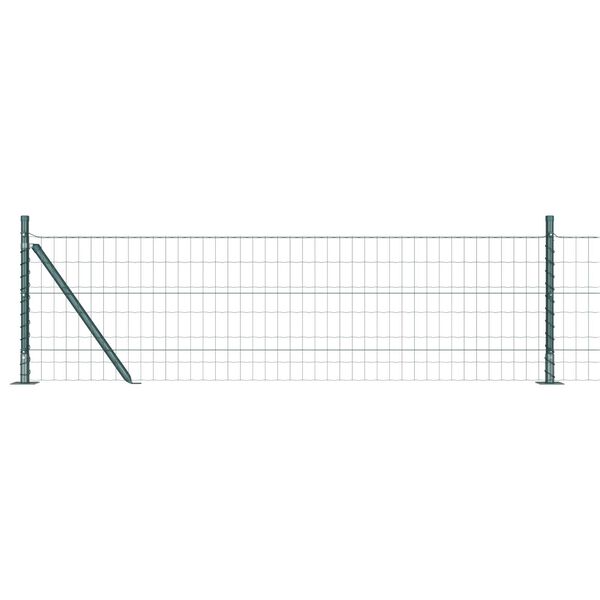 vidaXL Fence with Post Green 0.6 x 10 m Steel and PVC