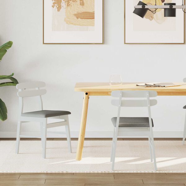 vidaXL Dining Chair 2 pcs White and Grey Solid Rubber Wood