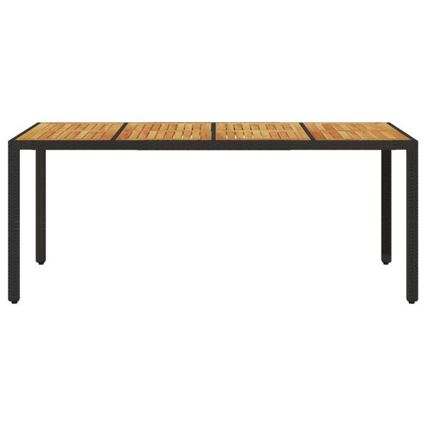 vidaXL Garden Table with Acacia Wood Top Black 190x90x75 cm Poly Rattan