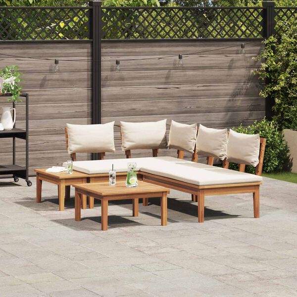 vidaXL Garden Sofa Set 4 pcs Brown and Cream