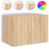 vidaXL TV Wall Cabinet with LED Lights Sonoma Oak 60x35x41 cm