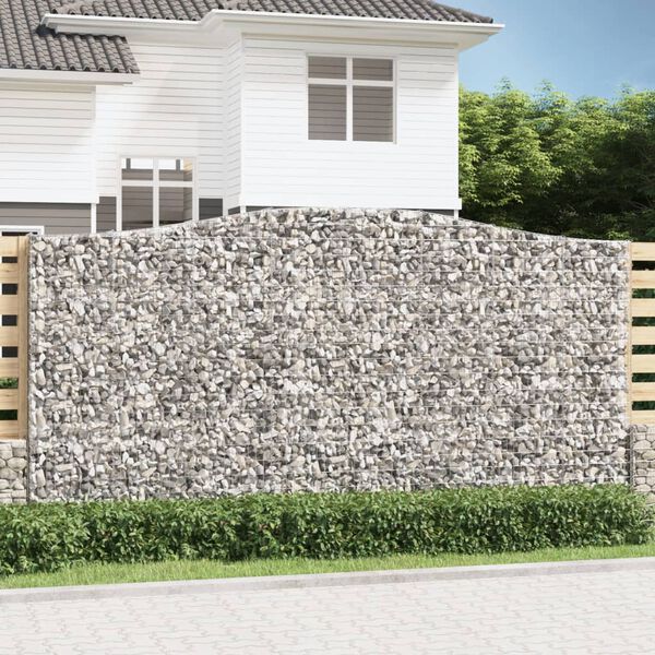 vidaXL Arched Gabion Basket 400x30x200/220 cm Galvanised Iron