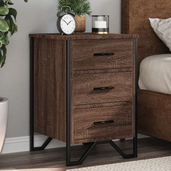 vidaXL Bedside Cabinet Brown Oak 40x41x60 cm Engineered Wood