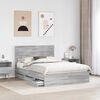 vidaXL Bed Frame with Drawer Grey Sonoma 150 x 200 cm Engineer Wood