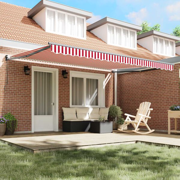 vidaXL Retractable Awning Red and white 450 x 300 cm Fabric