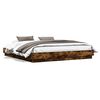 vidaXL Bed Frame with LED without Mattress Smoked Oak 180x200 cm Super King