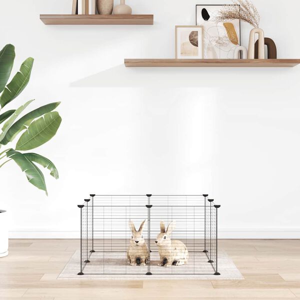 vidaXL 8-Panel Pet Cage Black 35x35 cm Steel