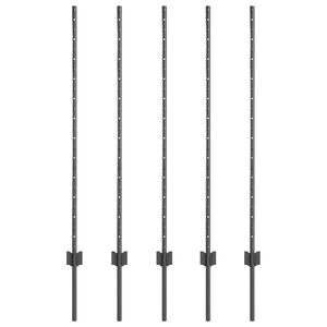 vidaXL Embedded Fence Post 5 pcs Grey 160 cm Powder-Coated Steel