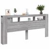 vidaXL LED Headboard Grey Sonoma 220x18.5x103.5 cm Engineered Wood