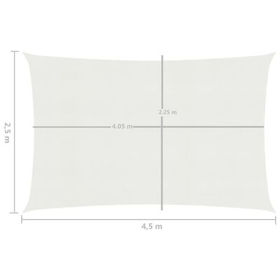 vidaXL Sunshade Sail 160 g/m² White 2.5x4.5 m HDPE