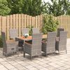 vidaXL 9 Piece Garden Dining Set Grey Poly Rattan&Solid Wood Acacia