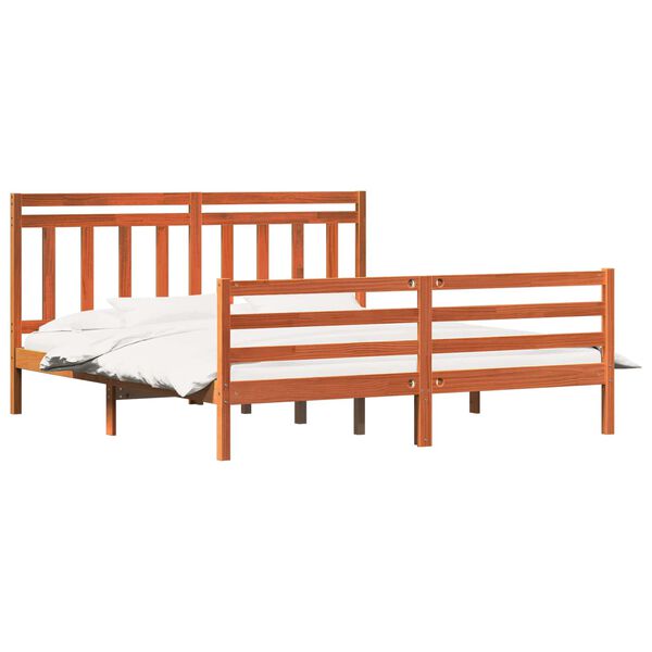 vidaXL Bed Frame with Headboard Wax Brown 180 x 200 cm