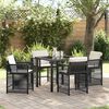 vidaXL Garden Dining Set 5 pcs Black Poly Rattan