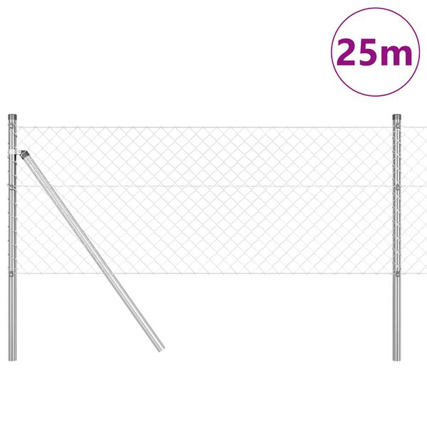 vidaXL Fence Post Silver 25 x 0.6 m (40 x 40 mm mesh) Steel