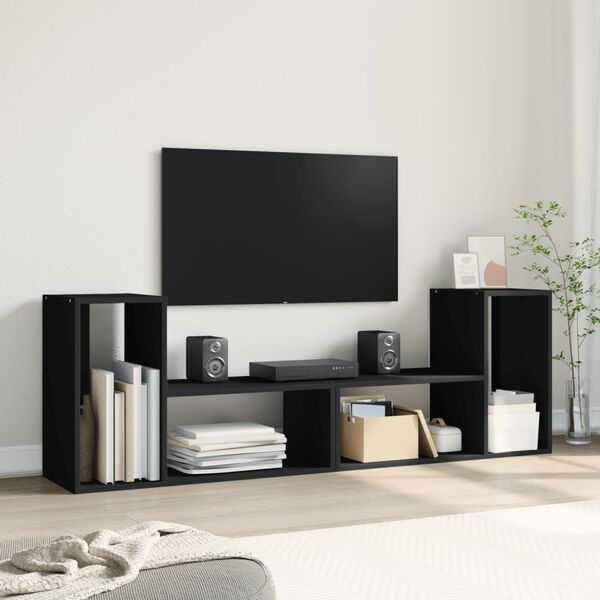 vidaXL TV Cabinets 2 pcs Black 75x30x50 cm Engineered Wood