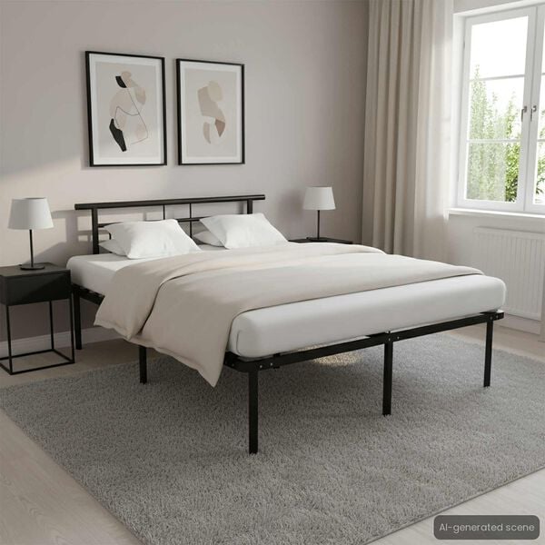 vidaXL Bed Frame without Mattress Black Metal 160x200cm
