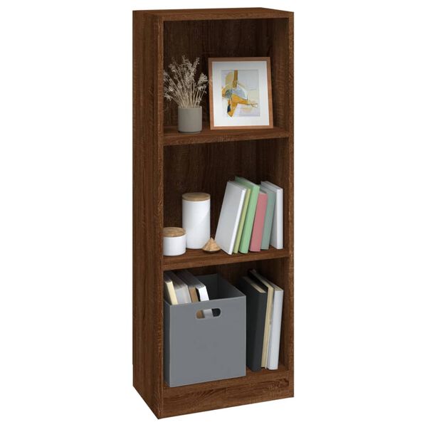 vidaXL 3-Tier Book Cabinet Brown Oak 40x24x109 cm Engineered Wood