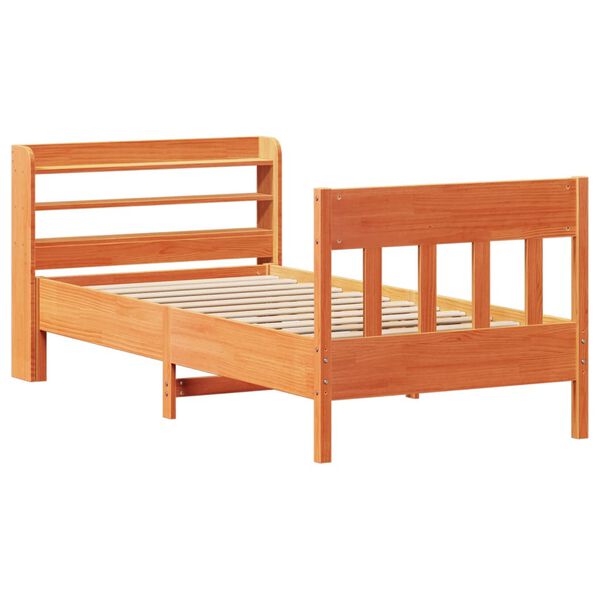 vidaXL Bed Frame without Mattress Wax Brown 75x190 cm Small Single Solid Wood Pine