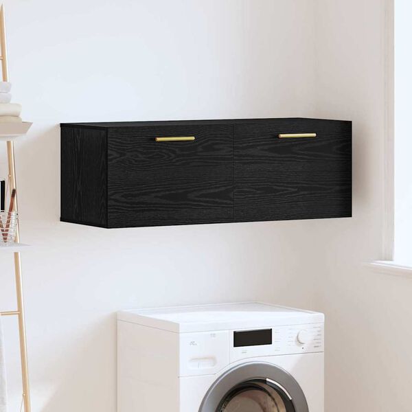 vidaXL Wall Cabinet Black oak 100 x 36.5 x 35 cm Engineered wood