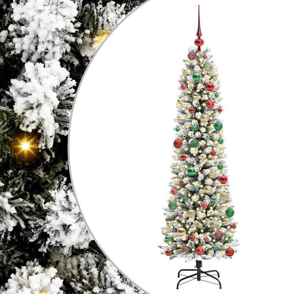 vidaXL Artificial Christmas Tree with 300 LEDs with Stand White 180 cm
