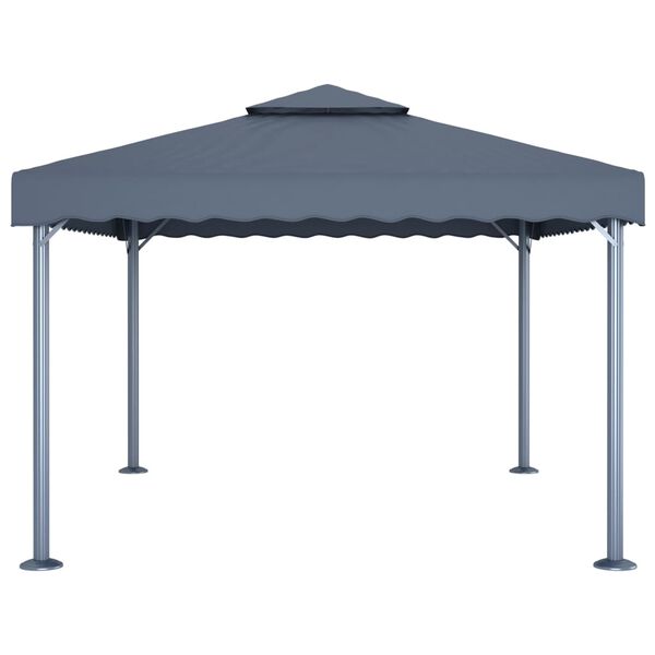 vidaXL Gazebo with LED String Lights 400x300 cm Anthracite Aluminium