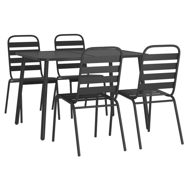 vidaXL 5 Piece Garden Dining Set Anthracite Steel