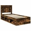 vidaXL Bed Frame with Headboard Smoked Oak 75 x 190 cm Solid Pine Wood